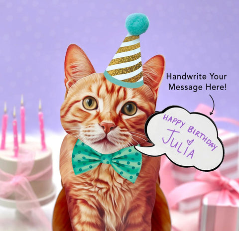 Orange Tabby Pop-Up Greeting Card, 10.25"x7.75"