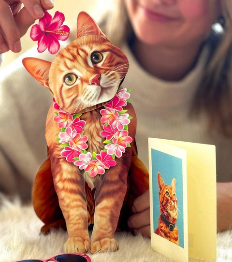 Orange Tabby Pop-Up Greeting Card, 10.25"x7.75"