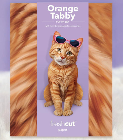 Orange Tabby Pop-Up Greeting Card, 10.25"x7.75"