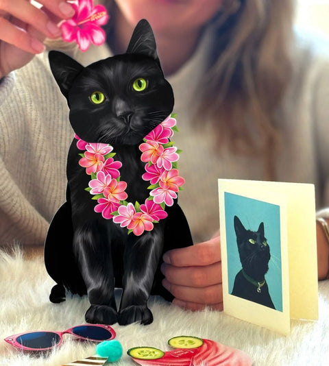 Black Cat Pop-Up Greeting Card, 10.25"x7.75"