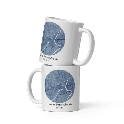 Easton Map Ceramic Mug Circle, 11 oz, Blue