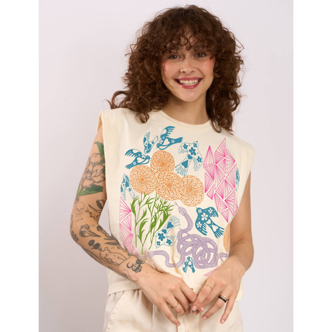 Secret Garden Maisie Heavyweight Muscle Tee by Supermaggie - Off White