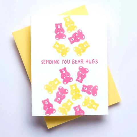 Sending You Bear Hugs Letterpress Card - Richie Designs