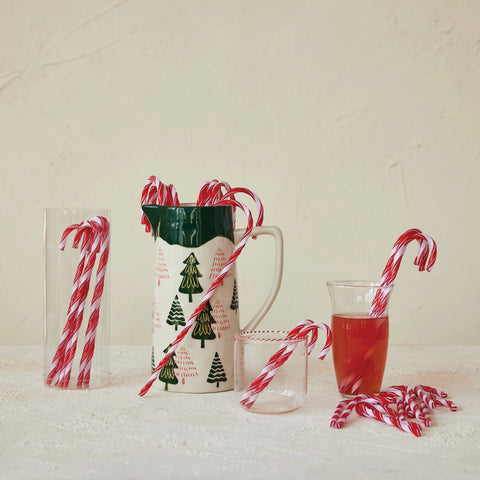 Set Of 10 Candy Cane Drink Stirrers, 8"