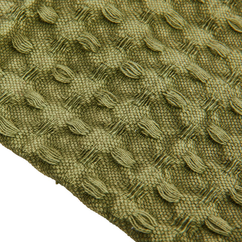 Set Of Three Stonewashed Cotton Waffle Weave Dish Cloths, Green