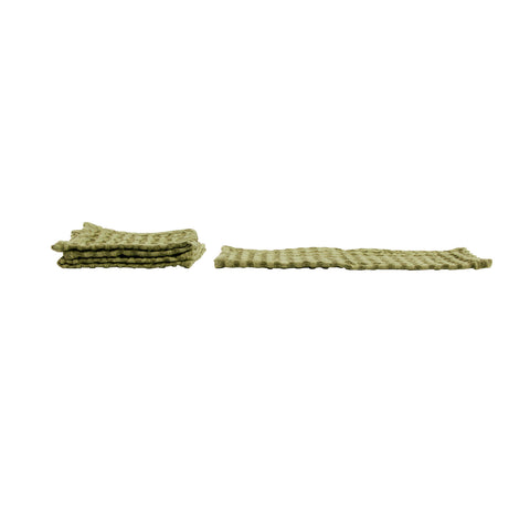 Set Of Three Stonewashed Cotton Waffle Weave Dish Cloths, Green