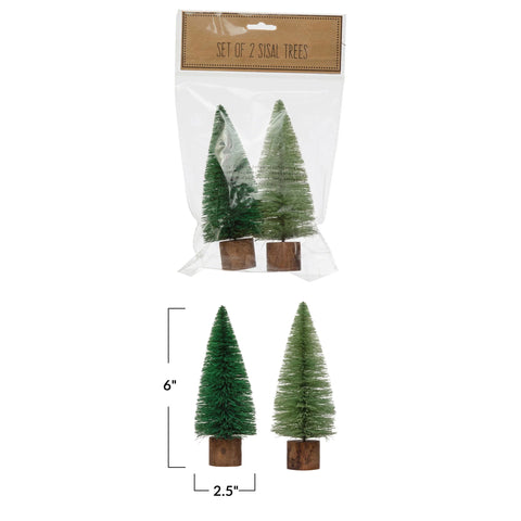 Set of 2 Bottle Brush Trees in Bag, Green