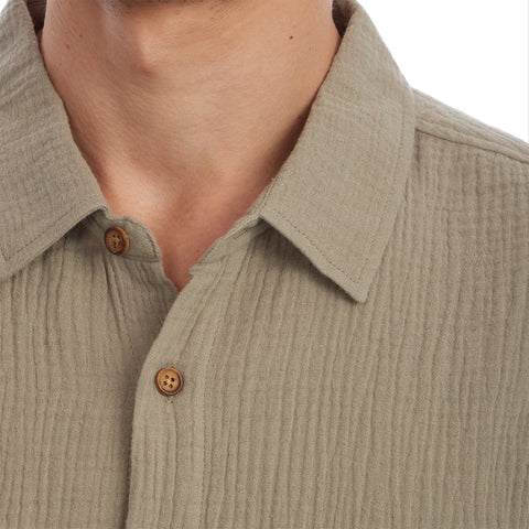 Shane Short Sleeve Button Up Gauze Shirt