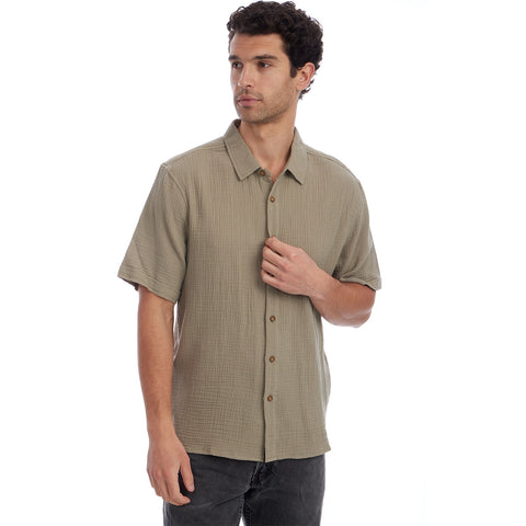 Shane Short Sleeve Button Up Gauze Shirt