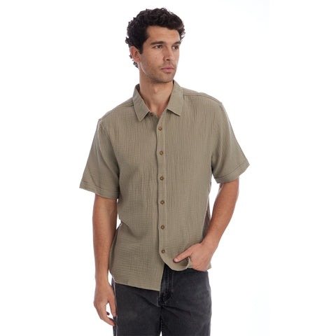 Shane Short Sleeve Button Up Gauze Shirt