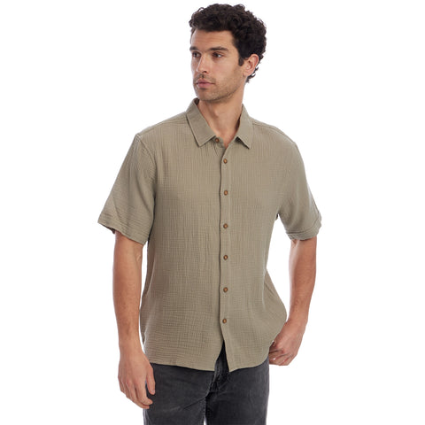 Shane Short Sleeve Button Up Gauze Shirt