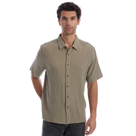 Shane Short Sleeve Button Up Gauze Shirt