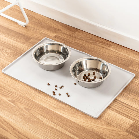 Silicone Mess Free Pet Placemat - Light Gray