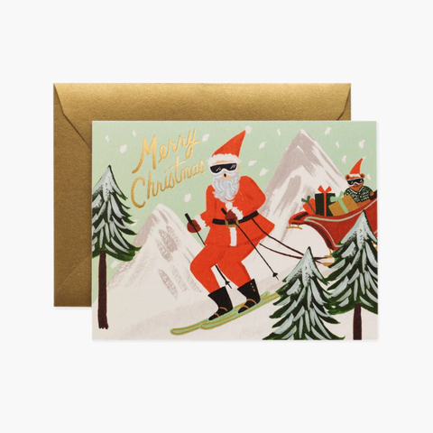 Skiing Santa Card - Rifle Paper Co