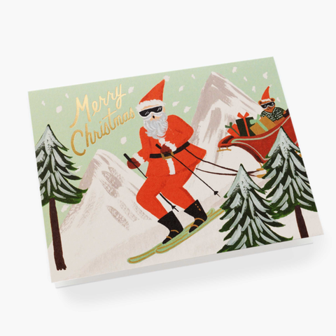 Skiing Santa Card - Rifle Paper Co
