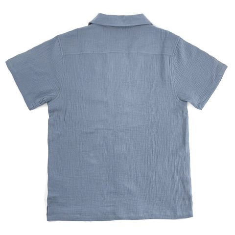 Sky Short Sleeve Button Up Gauze Shirt