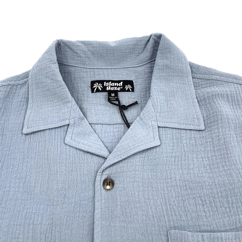 Sky Short Sleeve Button Up Gauze Shirt