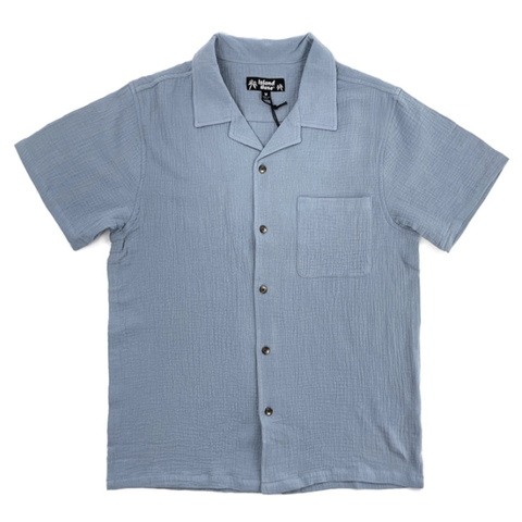 Sky Short Sleeve Button Up Gauze Shirt