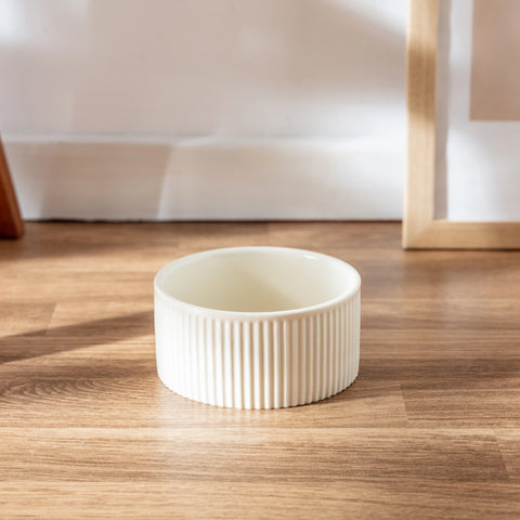 Small Jardin Ribbed Pet Bowl - Cream