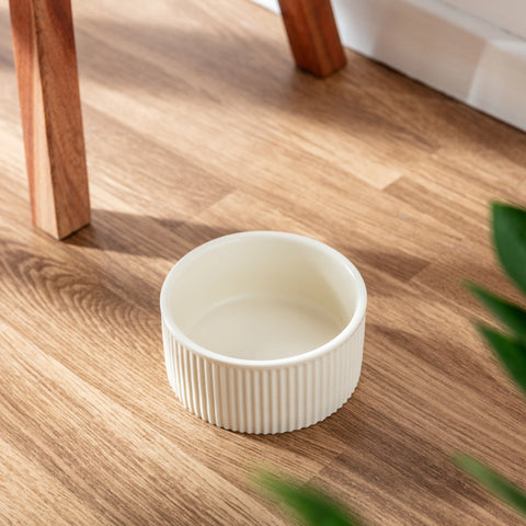 Small Jardin Ribbed Pet Bowl - Cream