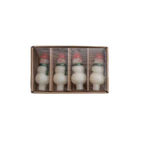 Snowman Shaped Bottle Taper Candles, S/4