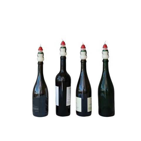 Snowman Shaped Bottle Taper Candles, S/4