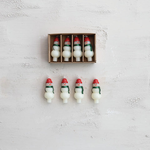 Snowman Shaped Bottle Taper Candles, S/4