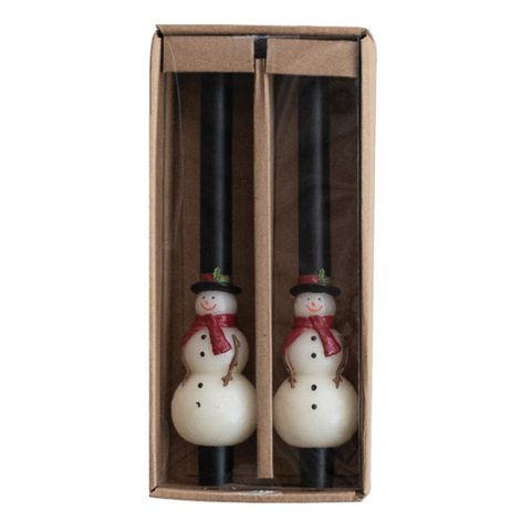 Snowman Taper Candles, Set of 2