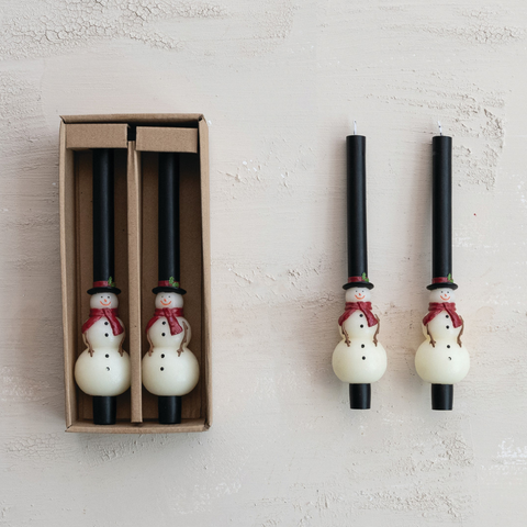 Snowman Taper Candles, Set of 2