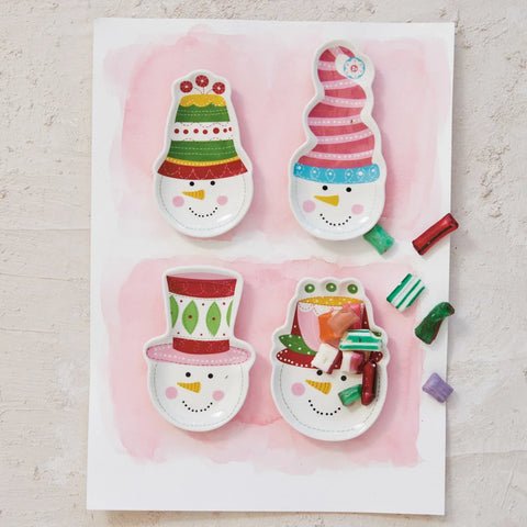 Merry & Bright Snowman With Hat Dish, D