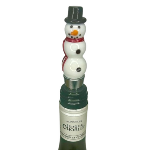 Holiday Icon Bottle Stopper, Snowman w/ Black Hat