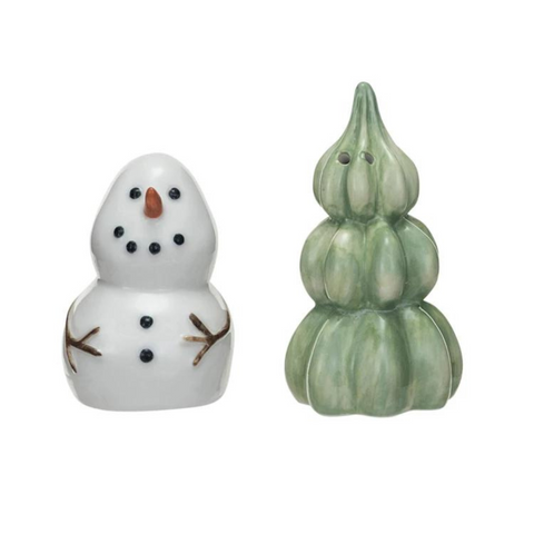 Snowman + Tree Salt & Pepper Shakers