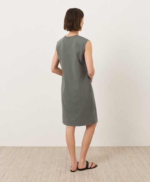 Soft-Slub Essential Easy Muscle Tee Dress by Pact - Castor Green