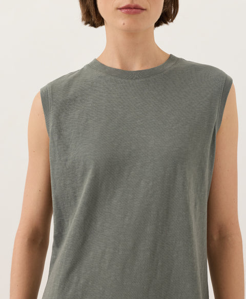 Soft-Slub Essential Easy Muscle Tee Dress by Pact - Castor Green