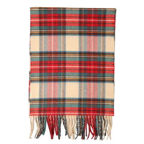 Softer Than Cashmere Tartan Plaid Muffler Scarf - Ivory