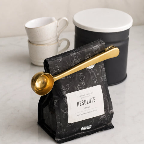 Stainless Steel Coffee Spoon with Bag Clip - Gold
