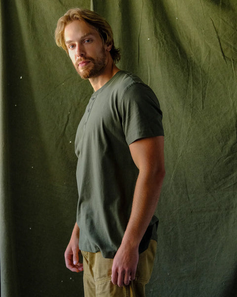 Steel City Henley Tee - Army
