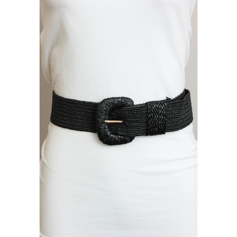 Stirata Raffia Belt - Black