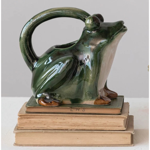 Stoneware Frog Watering Pitcher