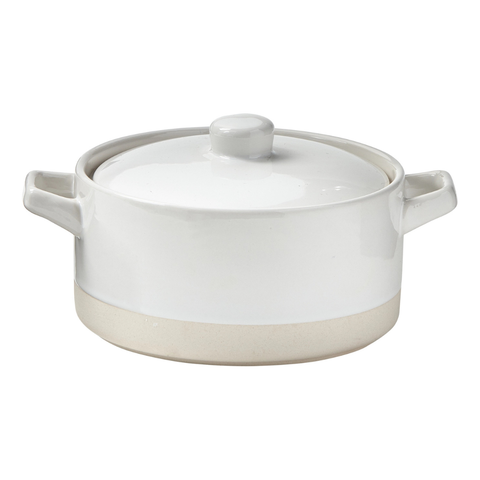 Stoneware Mini Baker with Lid - White