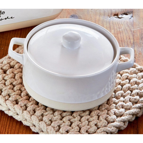 Stoneware Mini Baker with Lid - White