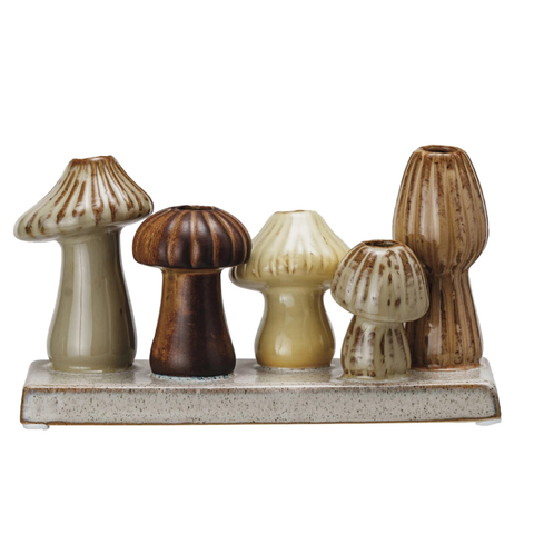 Stoneware Mushroom Shaped Multi Vase