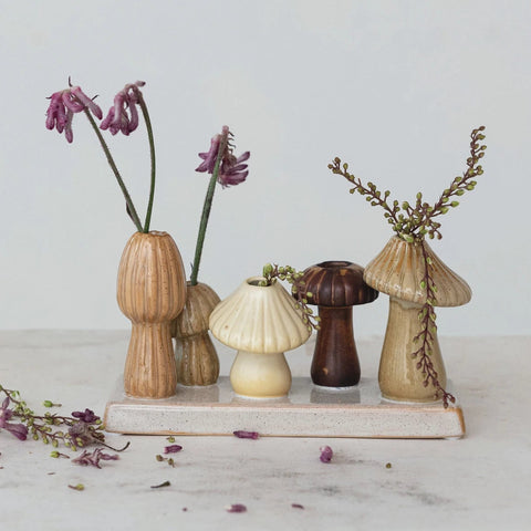 Stoneware Mushroom Shaped Multi Vase