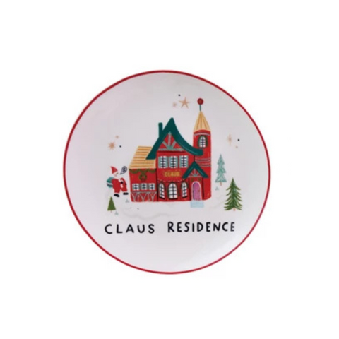 Plate with North Pole Village Building - Claus Residence