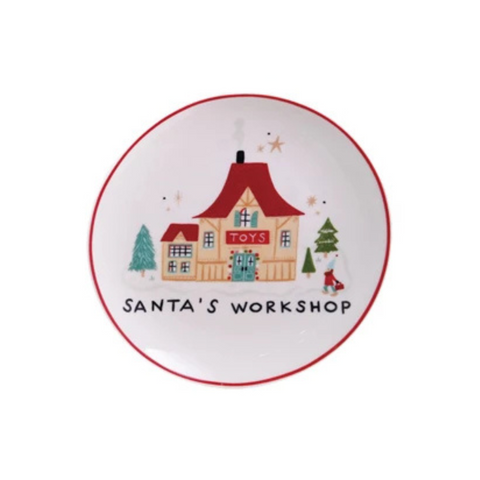 Plate with North Pole Village Building - Santa's Workshop