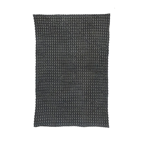 Stonewashed Cotton Waffle Weave Tea Towel, Charcoal
