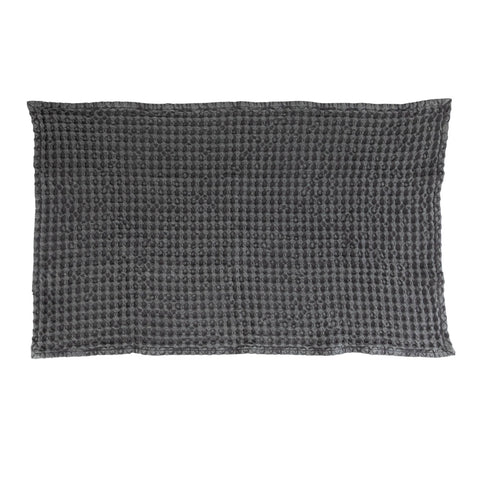 Stonewashed Cotton Waffle Weave Tea Towel, Charcoal