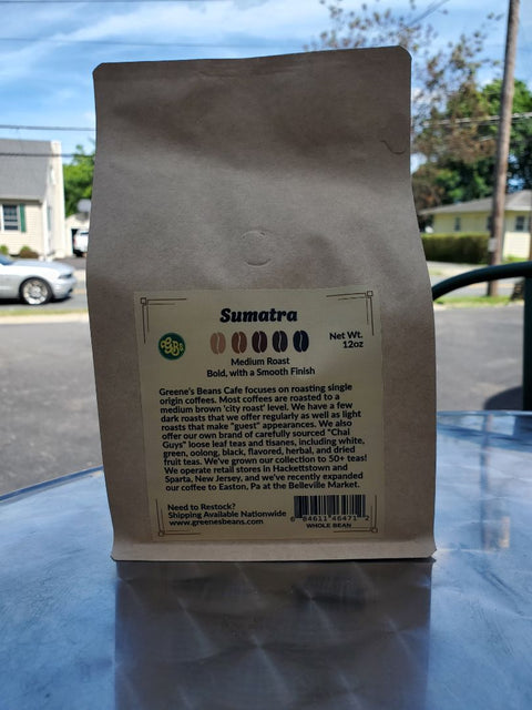 Sumatra - Whole Bean, 12oz Bag, Beige Bag