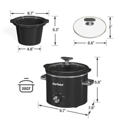 Sunvivi 2 Quart Slow Cooker With Removable Pot - Black