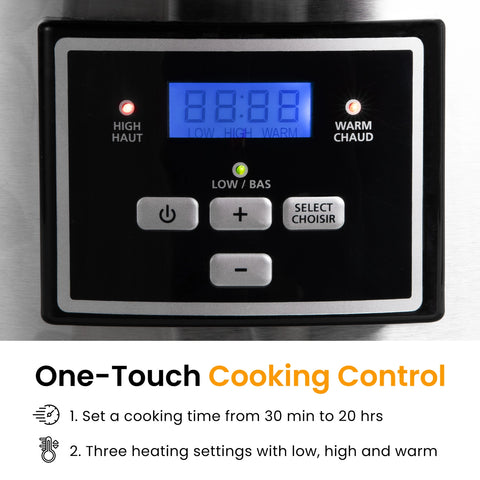 Sunvivi 6 Quart Programmable Slow Cooker With 2 in 1 Silicone Liner - Silver